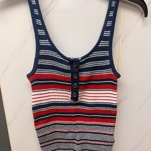 American Eagle Outfitters Red and Blue Striped Knit Top NWT size M